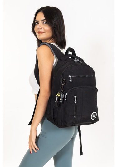 Modern Tarzda Su Geçirmez Krınkil Kumaş Okul Sırt Çantası Hafif, Konforlu Ve Fonksiyonel Tasarım - Siyah Siyah