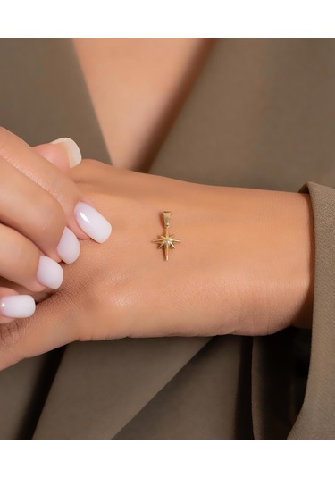 Bayar Gold 14 Ayar Altın Kuzey Yıldızı Kolye Ucu Sarı Altın