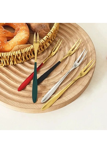 Xindoker "5'li Paslanmaz Çelik Altın Kaplama Salata Çatal Seti - Şık Ve Pratik" Gümüş