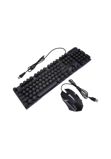 Xindoker D500 Siyah Kablolu Klavye Fare Seti, Pencere Ve Mac Uyumlu, 1600 Dpı, Su Geçirmez, Işıklı Tuşlar, Dayanıklı Uv Baskı, Plug And Play