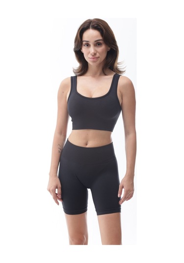 Seamless Siyah Toparlayıcı Sporcu Bra Siyah