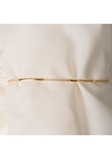 Gümüş Bileklik - Sıra Taşlı Modern Tasarım Şık 925 Ayar Gümüş Bileklik Gümüş