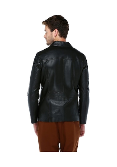 Dericlub E-1024 Hakiki Deri Erkek Ceket-Siyah