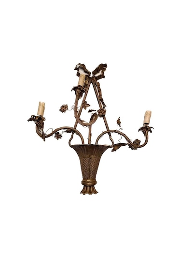 Antika 3 Kollu Pirinç Duvar Aplik 65x62x12cm 1 Adet