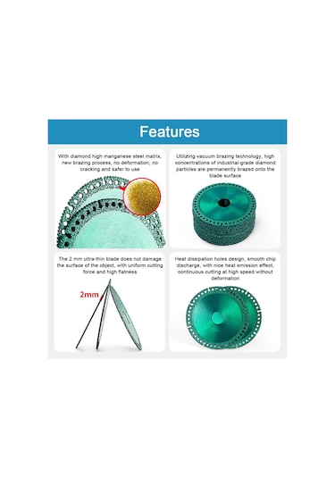 Aubyhe Elmas Uçlu Çok Amaçlı Kesme Diski - 100mm Çap, 2mm İnce, Hızlı Ve Keskin Kesim