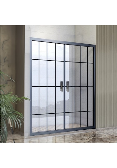 Durul Duşakabin Ön Cephe 5mm Siyah Çizgi H:190 Siyah