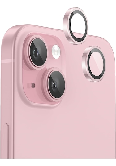 Apple Uyumlu iPhone 15 / 15 Plus Kamera Lens Koruyucu Pembe