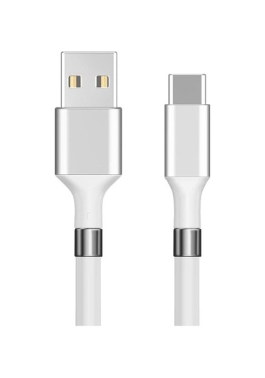 Araç Ev Ofis Mıknatıslı Kendini Toplayan Sarmalı Şarj Ara Kablosu Usb Çıkış Type-c Uyumlu Ara Kablo
