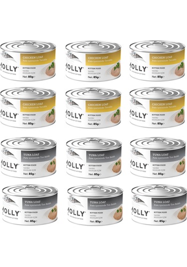 Molly 2 Çeşit Karma Kitten Yavru Kedi Konservesi 85 Gr. X 12 Adet