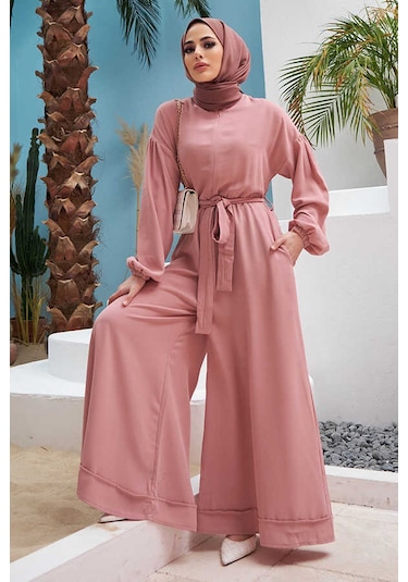 6569-Krep Tulum Elbise Pudra