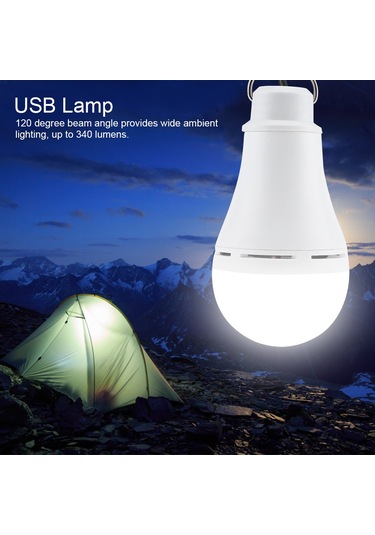 Jeemson Usb Çalışır 340 Lumen Led Işık, 120 Derece Aydınlatma, Gömlekli Taşınabilir Kamp Acil Durum Lambası Beyaz
