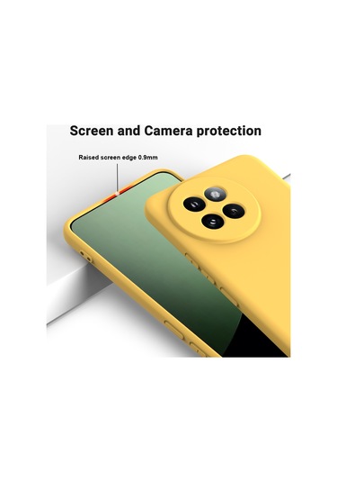 Xiaomi 14 Civi / Civi 4 Pro İçin Düz Renk Sıvı Silikon Damlamaz Tam Kapsama Telefon Kılıfı Sarı