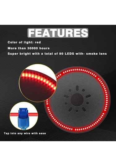Xuweiwei 2007 2018 Wrangler Jk 2018 2019 1987 2021 Jku Jlu İçin Red Led Halka Arka Tekerlek Işığı Yedek Lastik Işığı Pili Yok