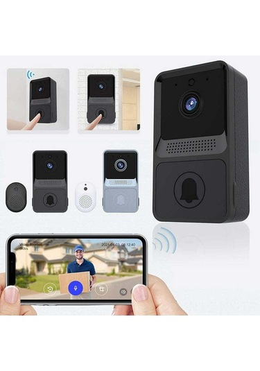 Kangvka Z20 Siyah Akıllı Düşük Enerji Wifi Görüntülü Kapı Zili - Telsiz, Şarj Edilebilir Dahili Pil Ve Standart Ding Dong Fonksiyonu