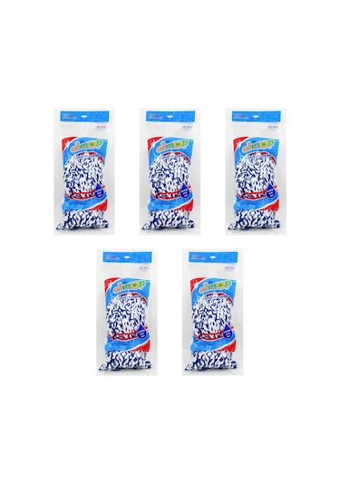 Elmop Pm04 Takozlu Vidalı Mop Paspas Püskül Ucu Pamuklu Mikrofiber İpli Mop Yedeği Başlığı 5'li