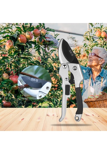 Aubyhe Bahçe Budama Makası, 20 Mm Maksimum Kesim Kapasitesi, Sk5 Çelik Bıçaklı, Ergonomik Kumaş Saplı, Siyah