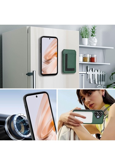 Redmi Note 13r / 13 4g / 13 5g Cx01 Çıkarılabilir Magsafe Manyetik Kart Çantası Telefon Kılıfı Tavuskuşu Yeşili