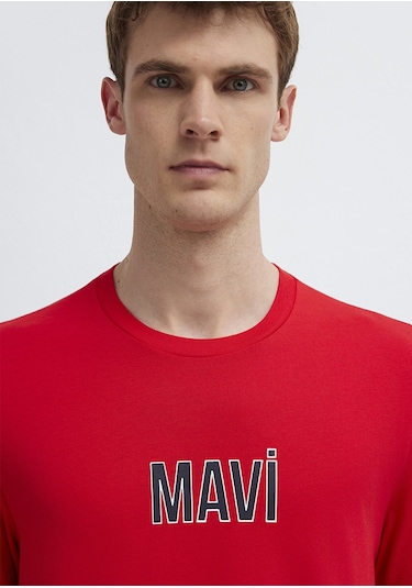 Mavi - Mavi Logo Baskılı Kırmızı Tişört 0613186-70467