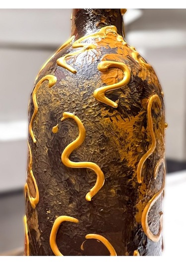 El Yapımı Altın Varaklı Yağdanlık Tasarım Sunum Standı İle Şık Mutfaklar Ve Sofralar Kahverengi