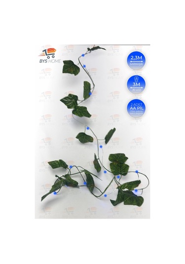 Dekoratif Yeşil Yapraklı 230 Cm Yapay Sarmaşık Ve 300 Cm Peri Led Pembe Renk - Mavi Mavi