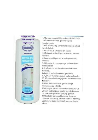 Ersağ  Banyo ve Wc Temizleyici 5 x 1 L