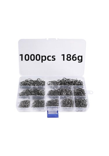 Valkyrie 1000 Adet Kutulu 1. Kalite Paslanmaz Karbon Çelik Halkalı Olta Seti 3-12 Numara - Balık Kancası