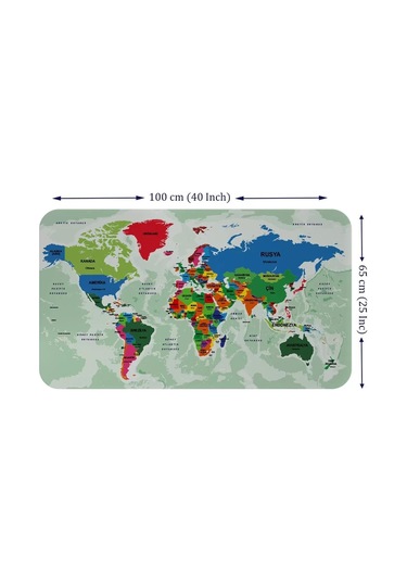 Türkçe Eğitici Ülke Ve Başkent Okyanus Detaylı Atlası Dünya Haritası Duvar Sticker -60x105-3840 Renkli
