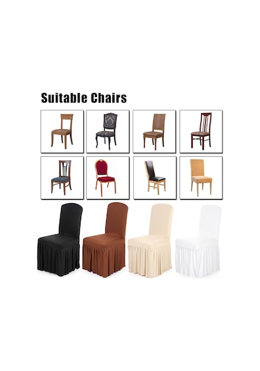 Padalink Pleated Milk Silk Spandex Chair Cover - Elastic, Wrinkle-resistant, Easy To Clean For Weddings, Restaurants, Banquets - Brown Çok Renkli