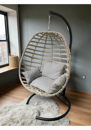 Joymassa Rattan Bahçe Salincaği Tek Kişilik Bej