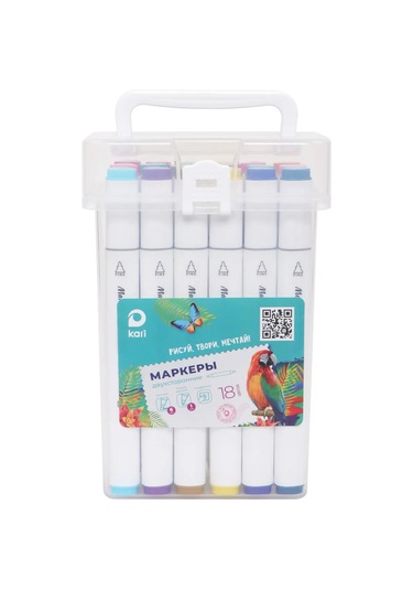 Kari Çift Taraflı İşaretleyici Seti, 18 Renk, Su Bazlı 450861521