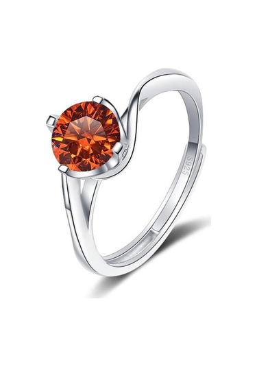 Turuncu Bague Ringen 1ct Vvs Mozanit Takı Alyans 925 Ayar Gümüş Kaplama Beyaz Altın Dört Pençe Büküm Tasarım Açık Yüzükler