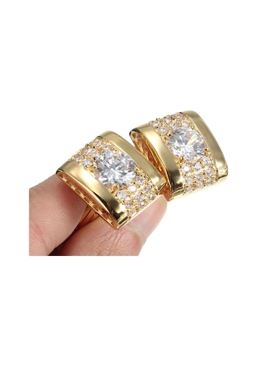 Suntek Dikdörtgen Erkek Kristal Pirinç Gömlek Kol Düğmeleri Altın