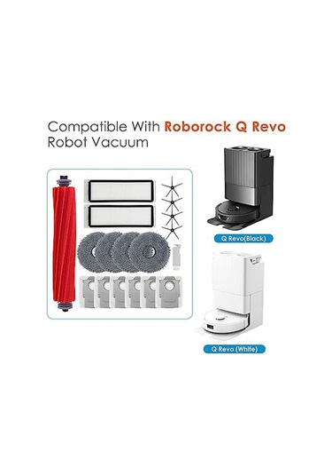 Xurunkeji Roborock Q Revo Robot Süpürge İçin Vakum Aksesuarları Seti Mop Pedleri Ana Yan Fırça Toz Torbaları Hepa Filtre