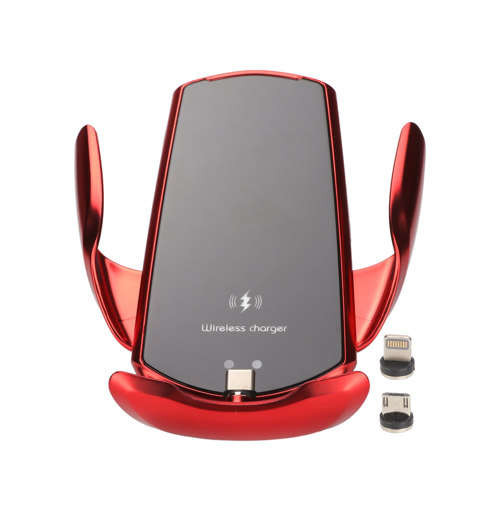 Vkemall Kırmızı Akıllı Algılama Araç Kablosuz Şarj Cihazı 15w Hızlı Şarj Otomatik Klem Alçı İphone 12/13 Samsung S/note Serisi Uyumlu