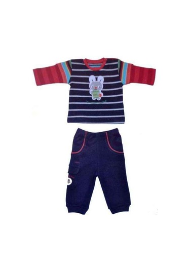 1196 Zoo Tavşanlı 2li Penye Bebek Takımı Çizgili 0-3 Ay Çizgili Çok Renkli