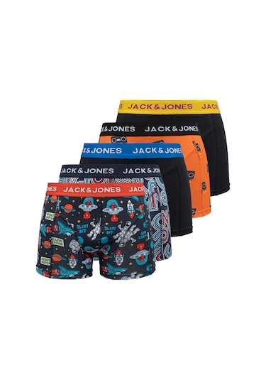 Jack & Jones Tyler 12250111 Baskılı Erkek Boxer 5'li Paket Lacivert