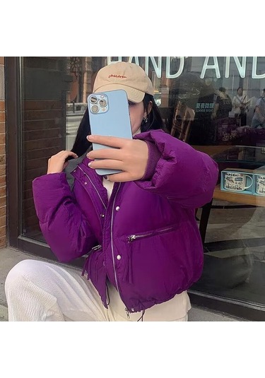 Kış Kadın Kısa Moda Pamuk Ceket Rahat Kadın Sıcak Tutan Kaban Küçük Arkadaş Büyük Boy Ten Ten Rengi