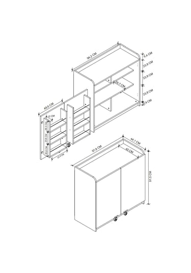 Bofigo Gökçe Çok Amaçlı Erzak Kiler Mutfak Dolabı Beyaz
