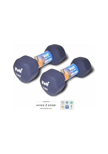 Voit 3 KG x 2 Adet Altıgen Neopren Dambıl Mavi