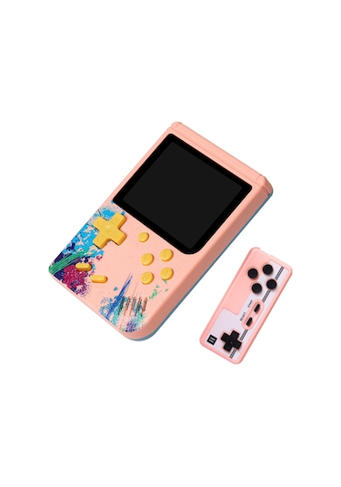 Vkemall G50 El Tipi Oyun Konsolu 3.0 İnç Renkli Ekran 500 Eski Oyun Av Bağlantısı Desteği Kumanda İle Pembe