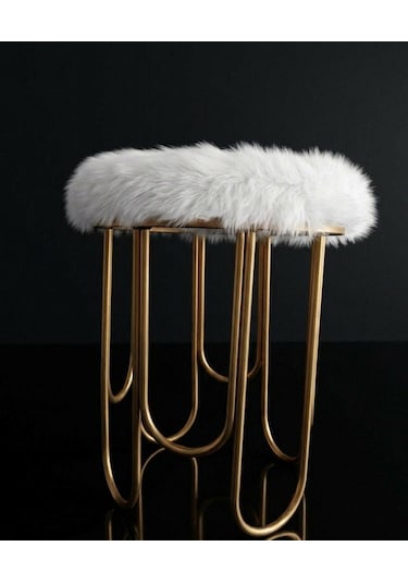 Destan Peluş Kumaş Metal Puf Gold