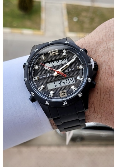 Daniel Klein DKISTE411 Siyah Analog ve Dijital Dual Time Erkek Kol Saati