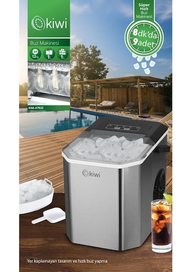 Kiwi KIM-4792 Ayarlanabilir Boyutlu 12 KG Kapasiteli Buz Makinesi