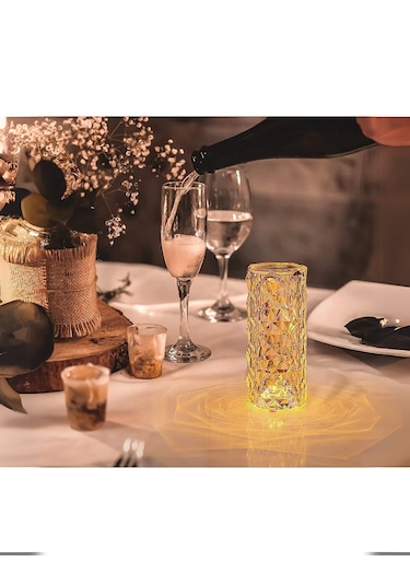 Kristal Elmas Led Dokunmatik Sensör Usb Şarjlı Masa Lambası R...