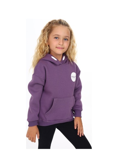Toontoy Kız Çocuk Baskılı Sweatshirt Mor