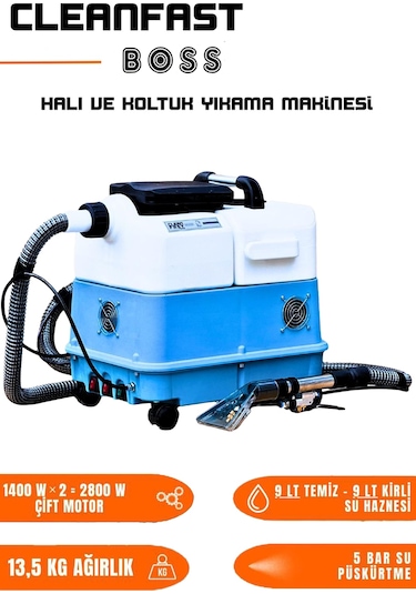 Cleanfast Boss Çift Motorlu Koltuk Halı Yıkama Makinesi 2800 W