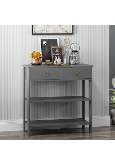 Dekorosso Luke Modern Dekoratif 2 Çekmeceli 2 Raflı Dresuar Antrasit