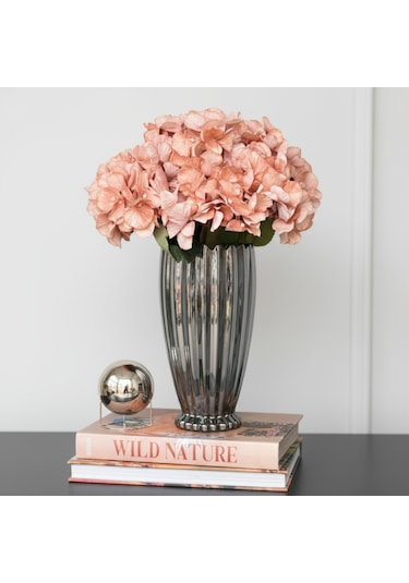 Füme Cam Dekoratif Vazo Füme