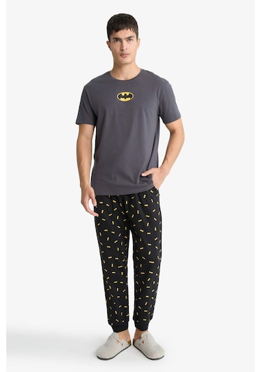 Defacto Batman Pijama Takımı Regular Fit Kısa Kollu Üst Uzun Alt D2604ax25auar150 Antrasit