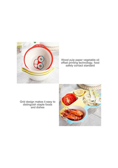 Sones Çocuklar İçin Bambu Elyaf Karikatür Yemek Tabağı Pembe